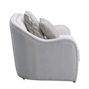 Beige linen upholstery contemporary look with the gently curved loveseat additional photo 2 of 4