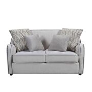 Beige linen upholstery contemporary look with the gently curved loveseat by Acme additional picture 5