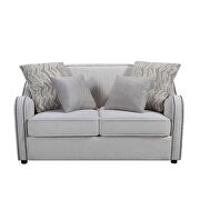 Beige linen upholstery contemporary look with the gently curved loveseat additional photo 5 of 4