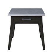 Sintered stone top & dark brown finish base end table by Acme additional picture 2
