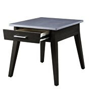 Sintered stone top & dark brown finish base end table by Acme additional picture 3