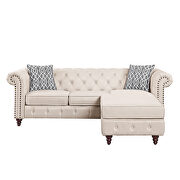 Beige fabric upholstery button tufted reversible sectional sofa by Acme additional picture 2