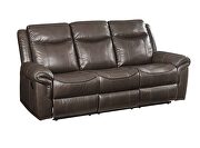 Brown leather-aire reclining sofa with usb port by Acme additional picture 2