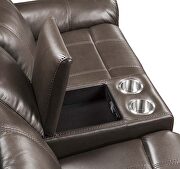 Brown leather-aire reclining sofa with usb port by Acme additional picture 11