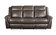 Brown leather-aire reclining sofa with usb port by Acme additional picture 3