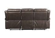 Brown leather-aire reclining sofa with usb port by Acme additional picture 5