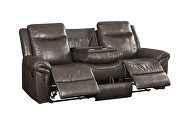 Brown leather-aire reclining sofa with usb port by Acme additional picture 6