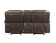 Brown leather-aire reclining loveseat with usb port by Acme additional picture 3