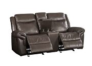 Brown leather-aire reclining loveseat with usb port by Acme additional picture 4