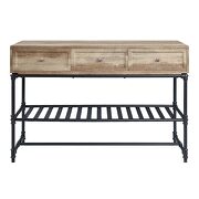 Oak finish top & sandy black finish base water pipe style coffee table by Acme additional picture 11