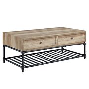 Oak finish top & sandy black finish base water pipe style coffee table by Acme additional picture 3