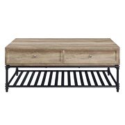 Oak finish top & sandy black finish base water pipe style coffee table by Acme additional picture 4