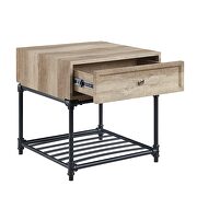 Oak finish top & sandy black finish base water pipe style end table by Acme additional picture 3