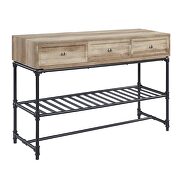 Oak finish top & sandy black finish base water pipe style console table by Acme additional picture 2