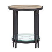 Oak finish top & sandy black finish metal base coffee table by Acme additional picture 6