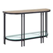 Oak finish top & sandy black finish metal base coffee table by Acme additional picture 8