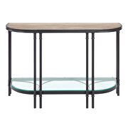 Oak finish top & sandy black finish metal base console table by Acme additional picture 3