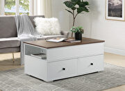 White & walnut finish lift top rectangular coffee table by Acme additional picture 2