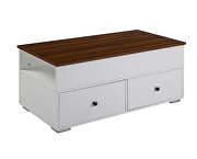 White & walnut finish lift top rectangular coffee table by Acme additional picture 3