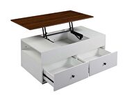 White & walnut finish lift top rectangular coffee table by Acme additional picture 6