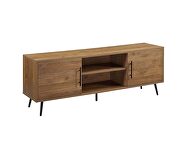 Rustic wood base & black finish legs rectangular TV stand by Acme additional picture 3