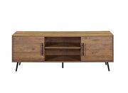 Rustic wood base & black finish legs rectangular TV stand by Acme additional picture 4