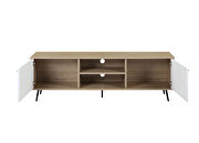Rustic oak/ white wood base & black finish legs rectangular TV stand by Acme additional picture 2