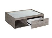 Faux marble top & gray oak finish coffee table by Acme additional picture 3