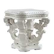 Antique white finish intricate moldings end table by Acme additional picture 2