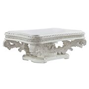 Antique white finish fabric and silver trim accent raised scrolled molding sofa by Acme additional picture 3
