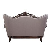 Fabric upholstery button tufted & antique oak finish base sofa by Acme additional picture 11
