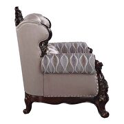 Fabric upholstery button tufted & antique oak finish base chair by Acme additional picture 2
