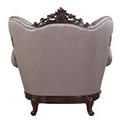 Fabric upholstery button tufted & antique oak finish base chair by Acme additional picture 4