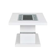 Faux crystal diamonds & white high gloss finish coffee table by Acme additional picture 4