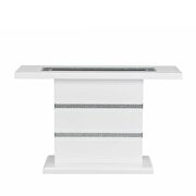 Faux crystal diamonds & white high gloss finish console table by Acme additional picture 2