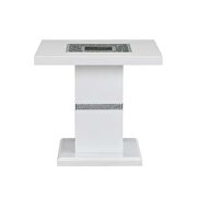 Faux crystal diamonds & white high gloss finish end table by Acme additional picture 2