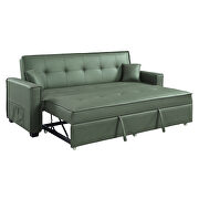 Green velvet upholstery buttonless tufting sofa w/ pull out sleeper by Acme additional picture 2