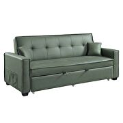 Green velvet upholstery buttonless tufting sofa w/ pull out sleeper by Acme additional picture 5