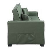 Green velvet upholstery buttonless tufting sofa w/ pull out sleeper by Acme additional picture 7