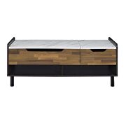 Marble, walnut & black finish rectangular coffee table/ w lift top by Acme additional picture 4