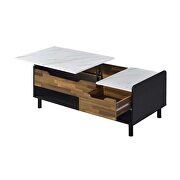 Marble, walnut & black finish rectangular coffee table/ w lift top by Acme additional picture 5