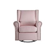 Pink fabric nailhead trim swivel chair by Acme additional picture 3