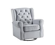 Gray fabric button tufted swivel chair by Acme additional picture 2