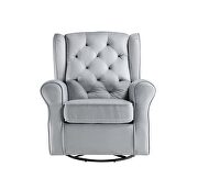 Gray fabric button tufted swivel chair by Acme additional picture 3