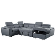 Gray fabric upholstery sleeper sectional sofa with pull-out bed by Acme additional picture 2