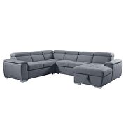 Gray fabric upholstery sleeper sectional sofa with pull-out bed by Acme additional picture 3
