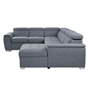 Gray fabric upholstery sleeper sectional sofa with pull-out bed by Acme additional picture 5