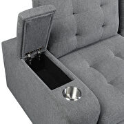 Gray fabric upholstery sleeper sectional sofa with storage by Acme additional picture 2