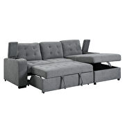Gray fabric upholstery sleeper sectional sofa with storage by Acme additional picture 3