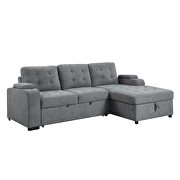 Gray fabric upholstery sleeper sectional sofa with storage by Acme additional picture 4